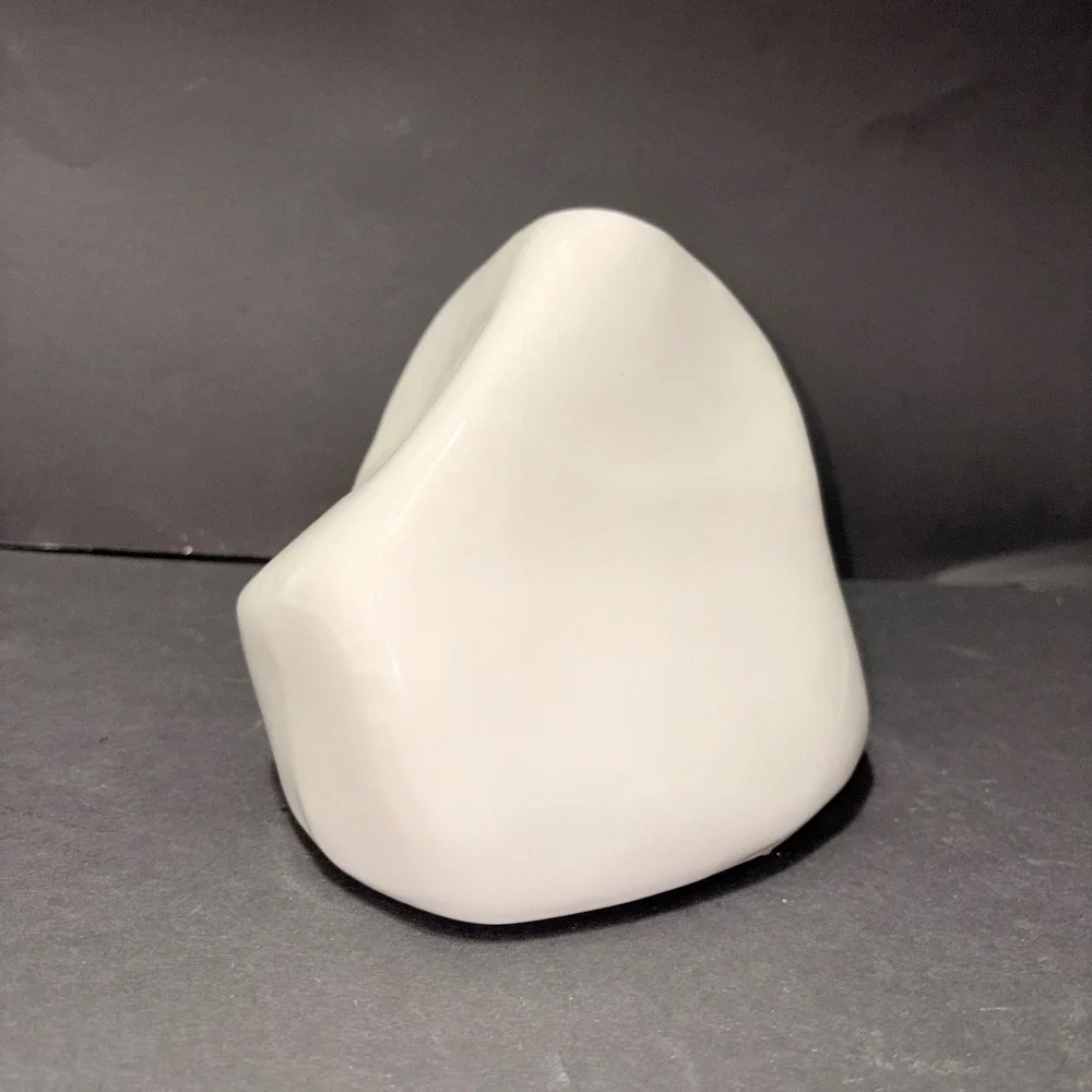 Modernist White Ceramic Asymmetrical Organic Pebble Bud Vase Sculptural Decor